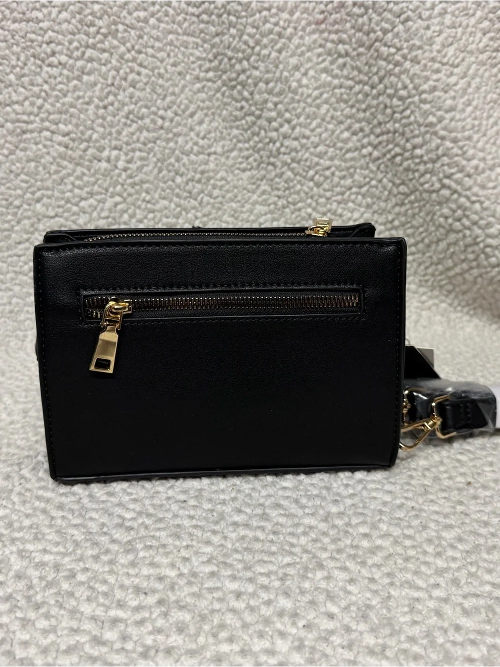 Black Crossbody Wallet with Red Stripe